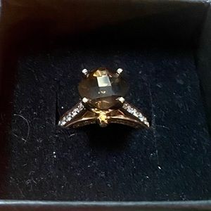 14k Rose Gold Chocolate Quartz and Diamond ring